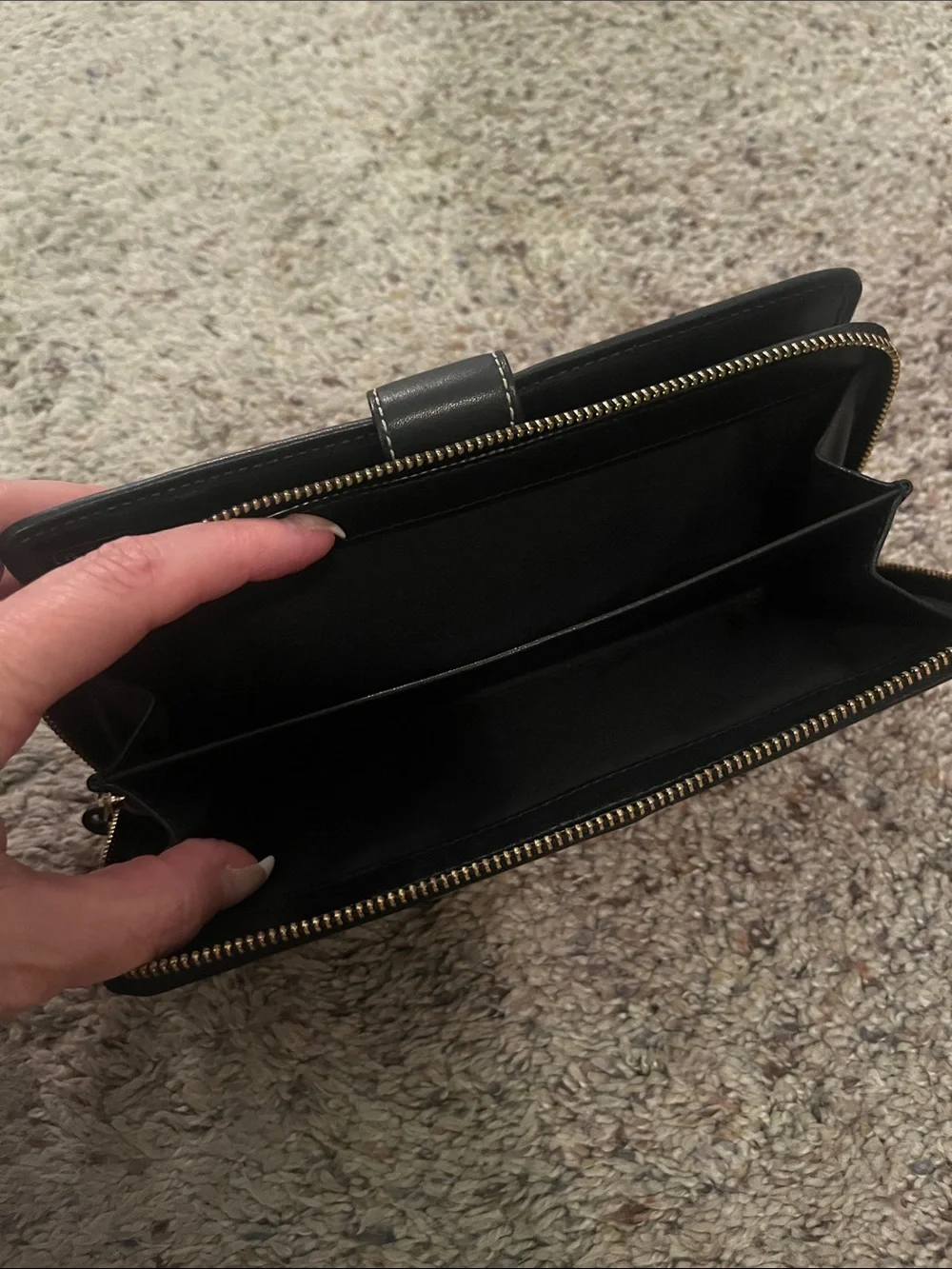 Coach Black and Grey Signature Snap-Closure Wallet
